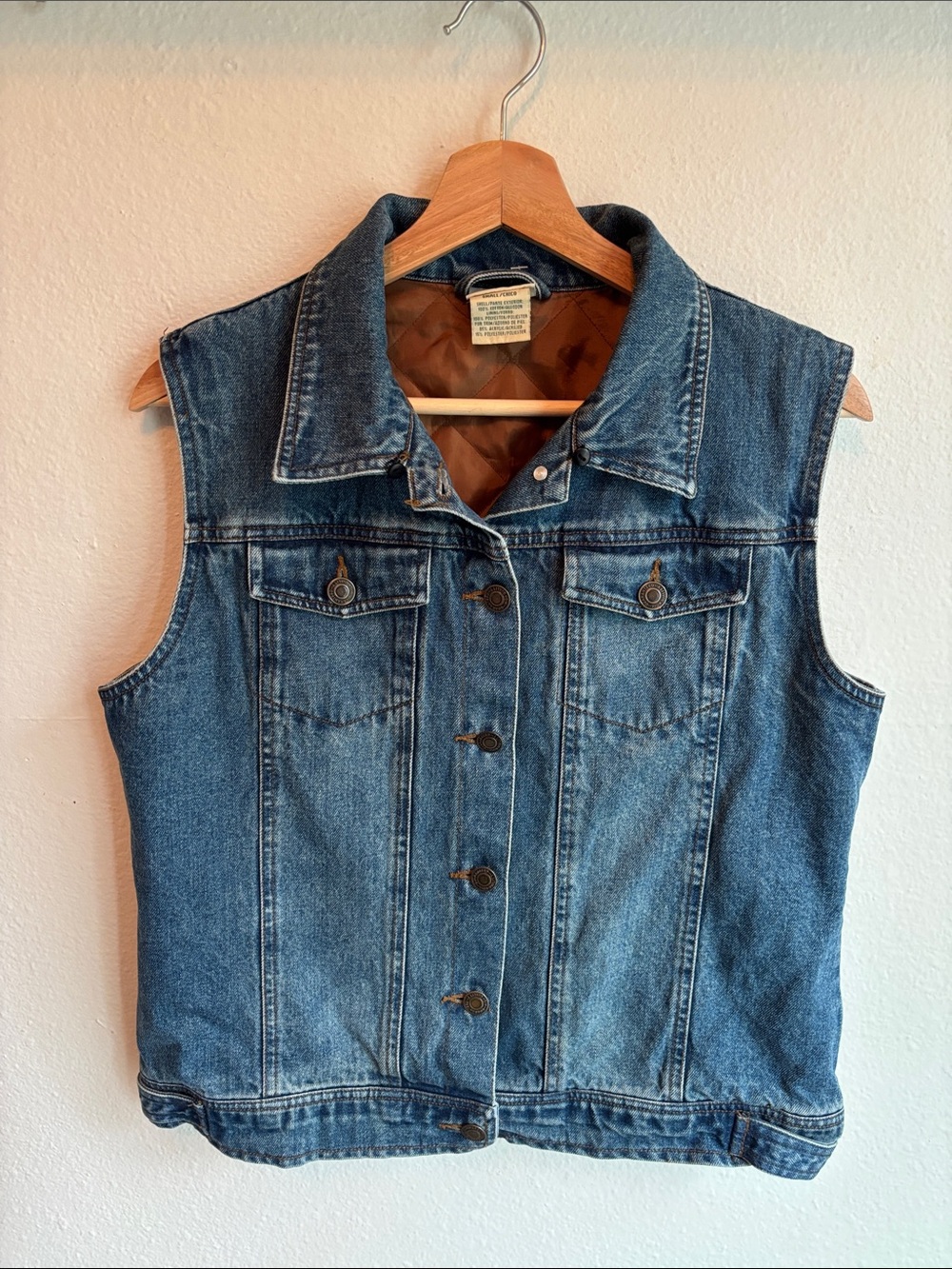 Vintage Lined Denim Vest St. John’s Bay Small